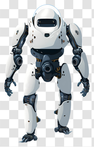 White And Blue Robot - Futuristic Humanoid Robot Design Transparent PNG