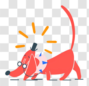 Cartoon Dog - Red Dog With Glasses And Hat Transparent PNG