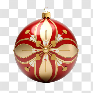 Christmas Ball - Red And Gold Christmas Ornament Illustration Transparent PNG