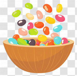 Jelly Beans - Bowl Of Colorful Jelly Beans Illustration Transparent PNG