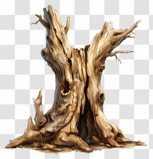 Tree Trunk - Hollow Decayed Tree Trunk In Woodland Scene Transparent PNG