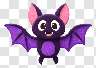 Cute Cartoon Bat - Cute Purple Cartoon Bat Transparent PNG