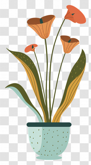 Pitcher Plant - Orange Flowers In Decorative Pot Transparent PNG