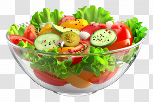 Fresh Salad - Mixed Vegetable Salad In Glass Bowl Transparent PNG