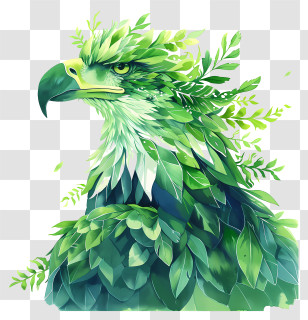 Eagle Leaves - Creative Green Eagle Made Of Leaves Illustration Transparent PNG