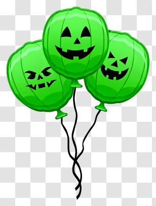 Halloween Balloons - Green Jack-o'-lantern Balloons For Halloween Transparent PNG