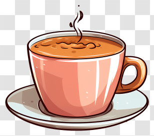 Coffee Cup - Steaming Pink Coffee Cup On Saucer Transparent PNG