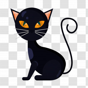 Halloween Cat - Cute Black Cat Cartoon Illustration Transparent PNG