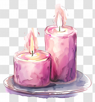 Candles - Watercolor Candles Burning Brightly Transparent PNG