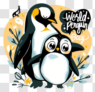 World Penguin Day - Cute Penguins Celebrating World Penguin Day Transparent PNG