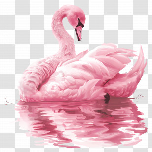 Pink Swan - Graceful Pink Swan On Water Transparent PNG