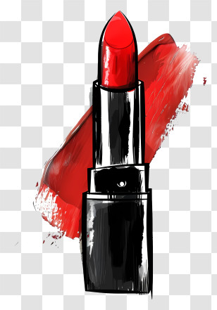 Lipstick - Illustration Of Red Lipstick With Smudge Transparent PNG