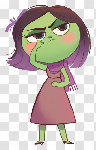 Disgust - Green Cartoon Character With Attitude Transparent PNG