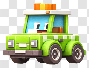 Minecraft Car - Adorable Cartoon Green Car Transparent PNG