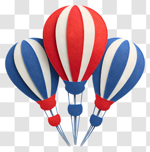 Fourth Of July Balloons - Red And Blue Hot Air Balloons Transparent PNG