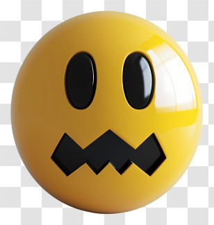 Emoji - Yellow Worried Emoji With Black Mouth Transparent PNG