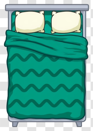 Bed Top View - Double Bed With Green Blanket Transparent PNG