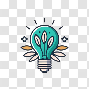 Light Bulb - Eco Lightbulb With Leaf And Star Design Transparent PNG