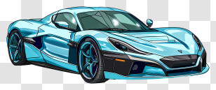Rimac Nevera - Stylized Blue Sports Car Illustration Transparent PNG