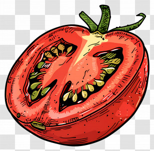 Tomato Slice - Sliced Red Tomato Digital Art Transparent PNG