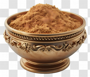 Masala Powder - Elegant Golden Bowl With Fine Powder Transparent PNG