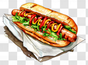 Hot Dog - Hotdog Sandwich With Toppings Transparent PNG