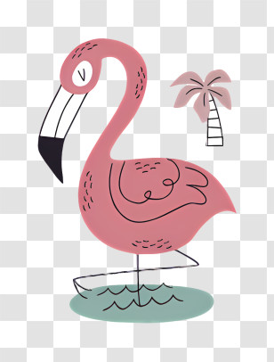 Flamingo - Cute Cartoon Flamingo In Water Transparent PNG