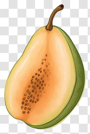 Orange Fruit - Sliced Papaya With Seeds Transparent PNG