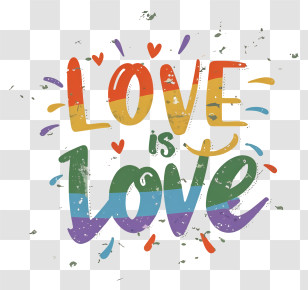 Cartoon - Love Is Love Text With Rainbow Gradient Design Transparent PNG