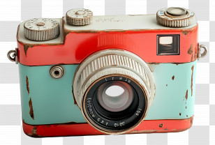 Cute Camera - Retro Style Vintage Camera With Colorful Body Transparent PNG
