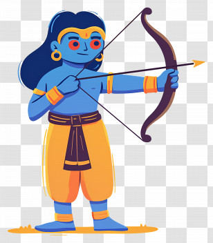 Lord Rama - Blue-Skinned Archer Character Shooting An Arrow Transparent PNG