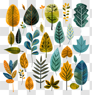 Leaf - Vibrant Colorful Leaves In Autumn Style Transparent PNG