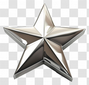 Silver Star - Shiny Silver Metallic 3D Star Design Transparent PNG