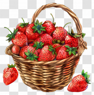 Basket Of Strawberries - Basket Full Of Juicy Strawberries Illustration Transparent PNG