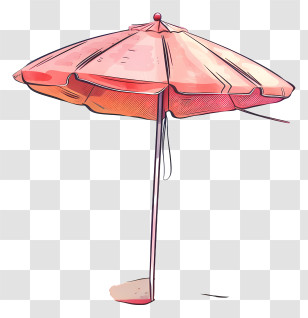Beach Umbrella - Red Beach Umbrella Illustration Transparent PNG