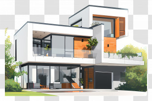 Modern House Design - Modern Residential House Design Illustration Transparent PNG