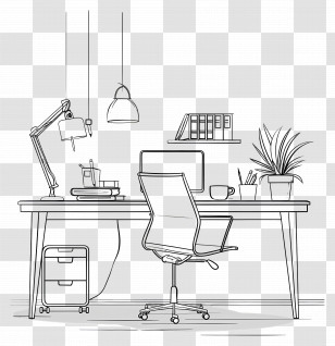 Office - Organized Office Desk Transparent PNG