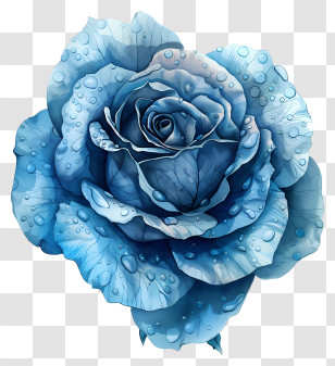 Blue Rose - Stunning Blue Rose With Water Droplets Transparent PNG