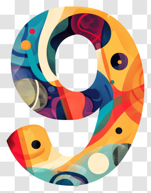 Number 9 - Colorful Abstract Number 9 Art Transparent PNG