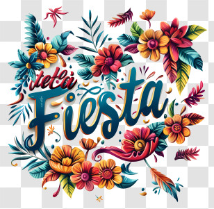 Fiesta - Floral Fiesta Text Design Transparent PNG