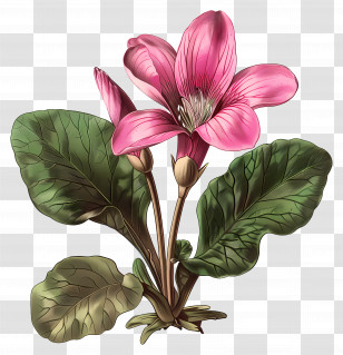 Cyclamen Flower - Cyclamen Plant With Pink Flowers Transparent PNG