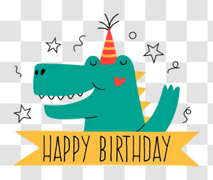 Cartoon Character - Happy Birthday Dinosaur Illustration Transparent PNG