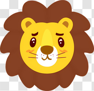 Lion Head - Cute Lion Face Cartoon Illustration Transparent PNG
