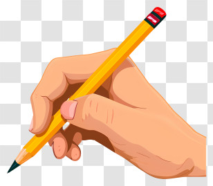 Hand With Pencil - Illustration Of Hand Holding A Yellow Pencil Transparent PNG