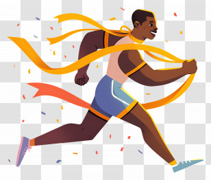 Man Crossing Finish Line - Cartoon Runner Crossing Finish Line Transparent PNG