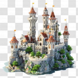 Minecraft Castle - Medieval Fantasy Castle With Towers Transparent PNG