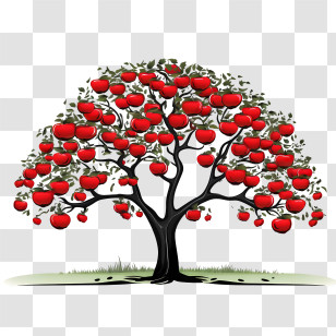 Fruit Apple Tree - Apple Tree With Red Apples Illustration Transparent PNG