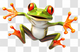 Frog Jumping Day - Cartoon Funny Tree Frog With Bright Colors Transparent PNG