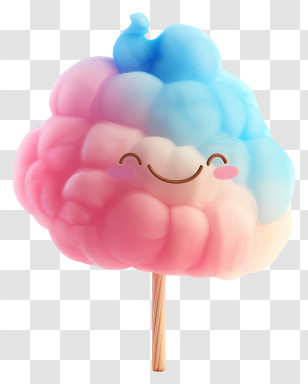 3d Cartoon Dessert - Smiling Cotton Candy Transparent PNG