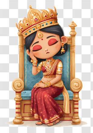 Indian Queen - Sleeping Queen On Throne Transparent PNG